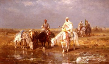  caballos Pintura - Los árabes abrevando sus caballos Árabe Adolf Schreyer